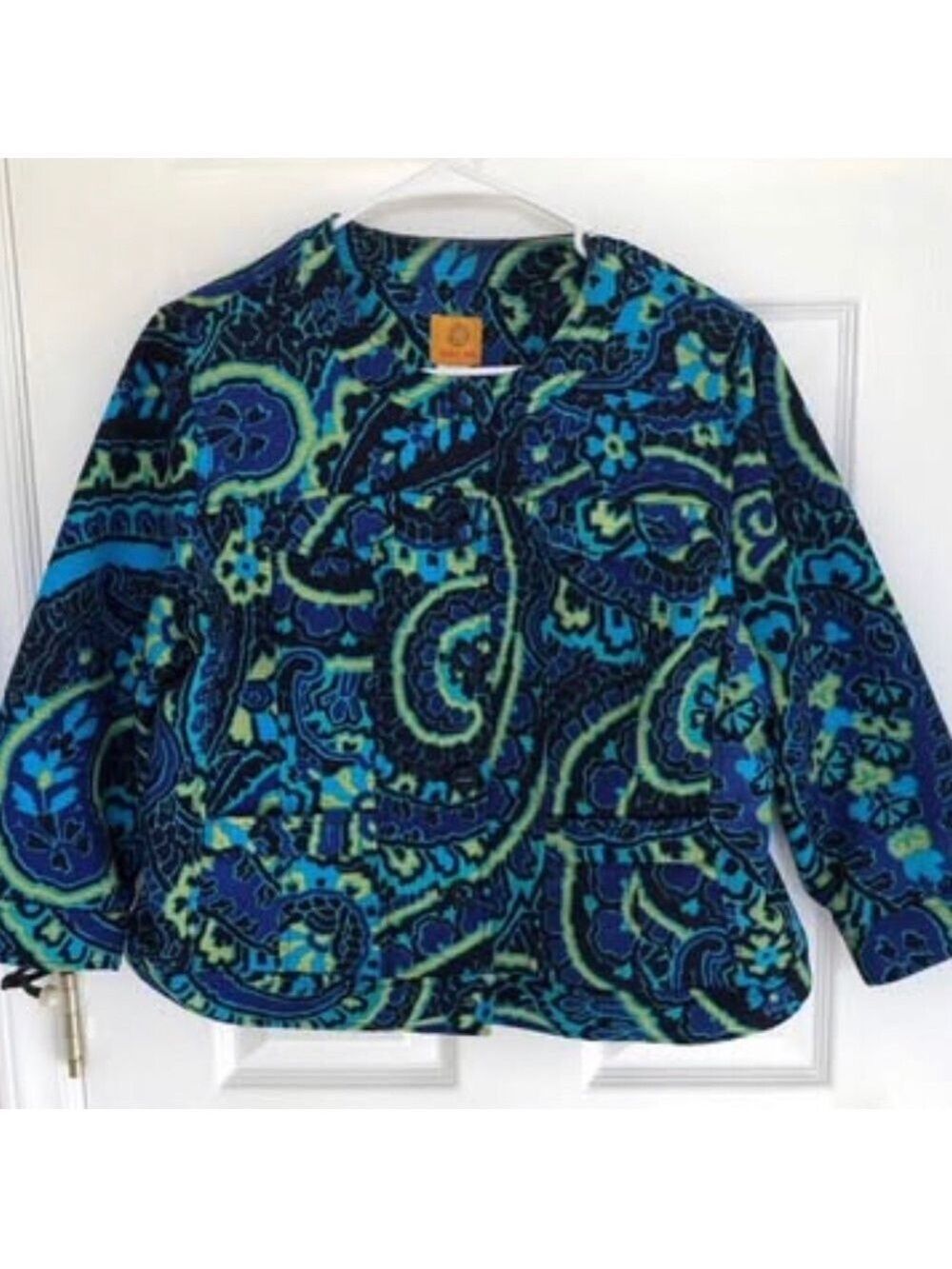 Ruby Rd. Vintage Abstract Paisley Boho Print Blazer Jacket Teddy Coat